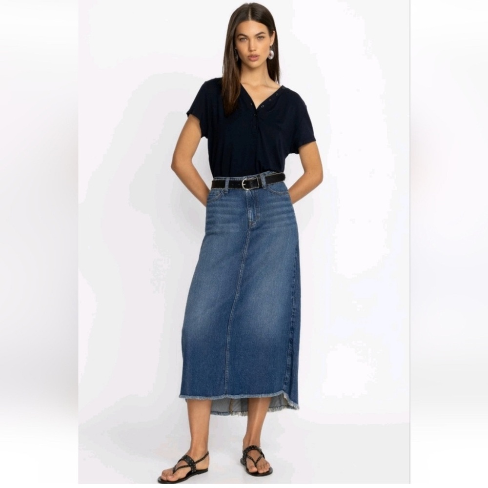 Johnny Was‎ Vienna Maxi Jean Skirt in Jules Blue.